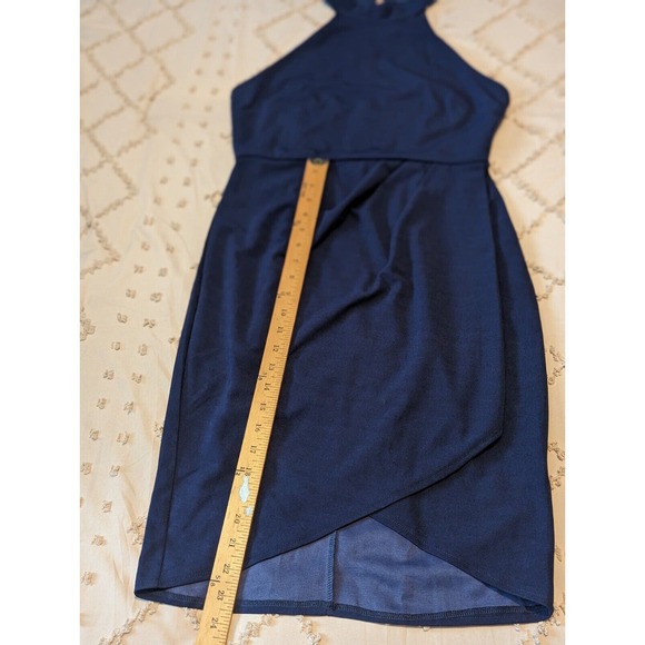 Manydress Womens Halter Ruched Dress Cocktail Bodycon Slim Mini Wrap Dress M - Picture 11 of 16